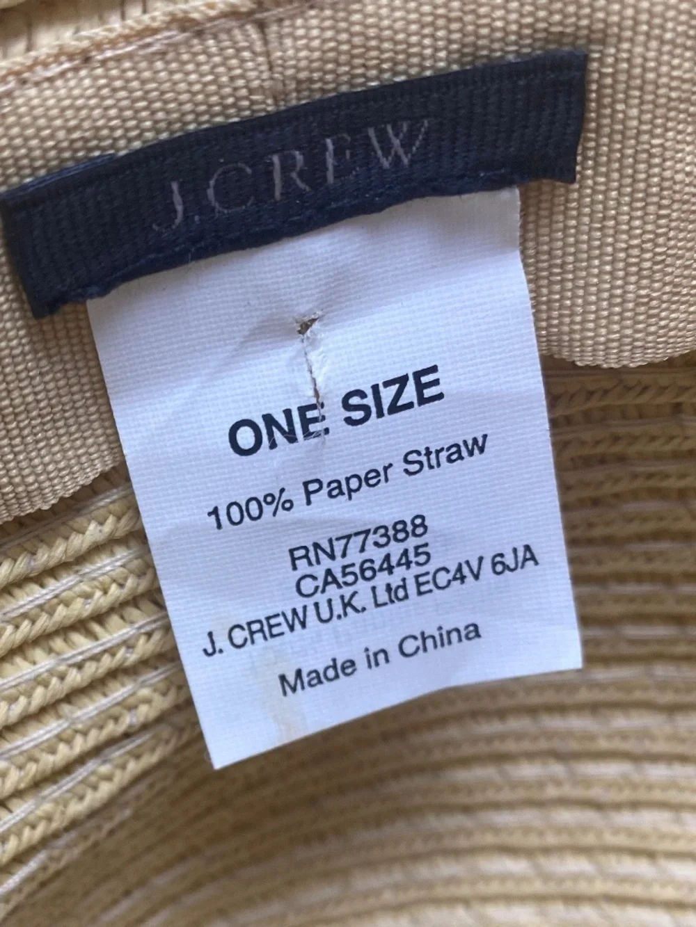 J.Crew Paper Straw Hat Packable in Natural OS